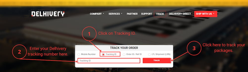 Delhivery tracking on website