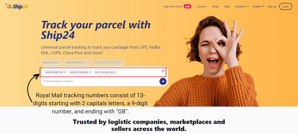 Royal Mail parcel tracking number format