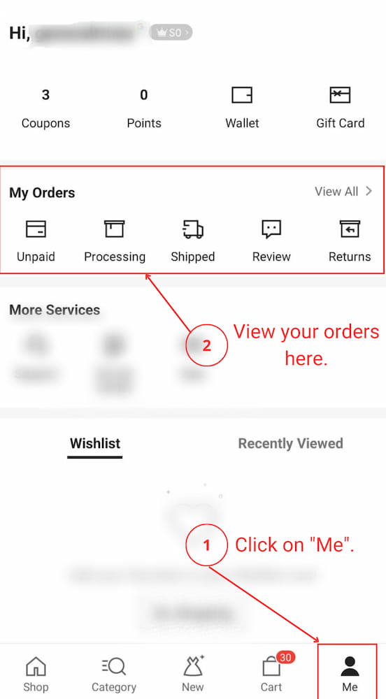 SHEIN order tracking on mobile app 1