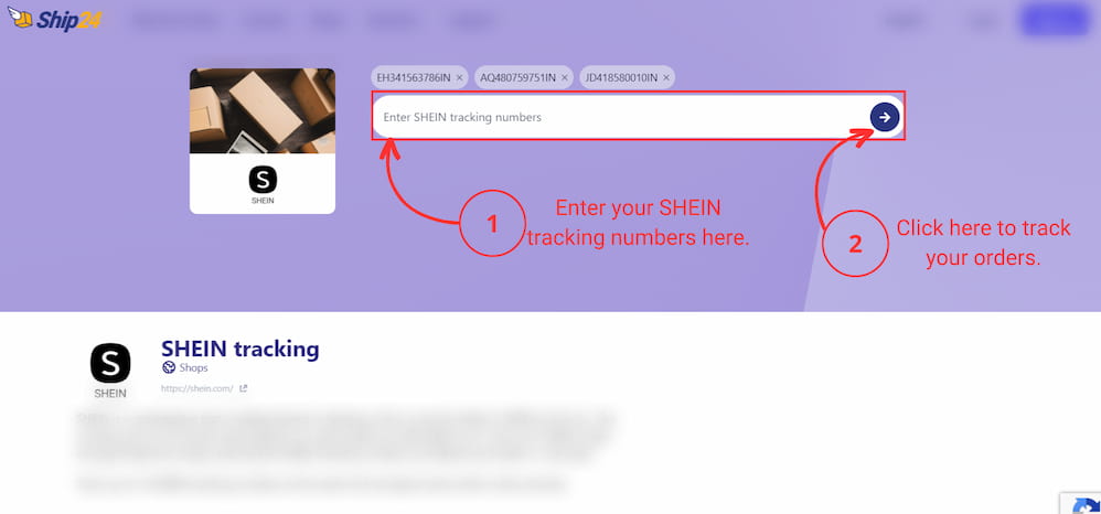 SHEIN tracking on Ship24