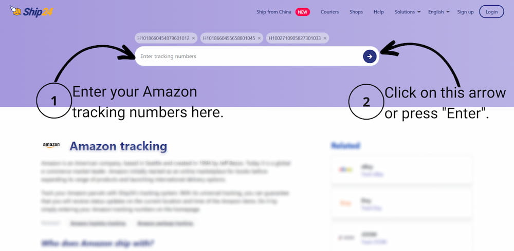 Track your Amazon Package on Ship24 website