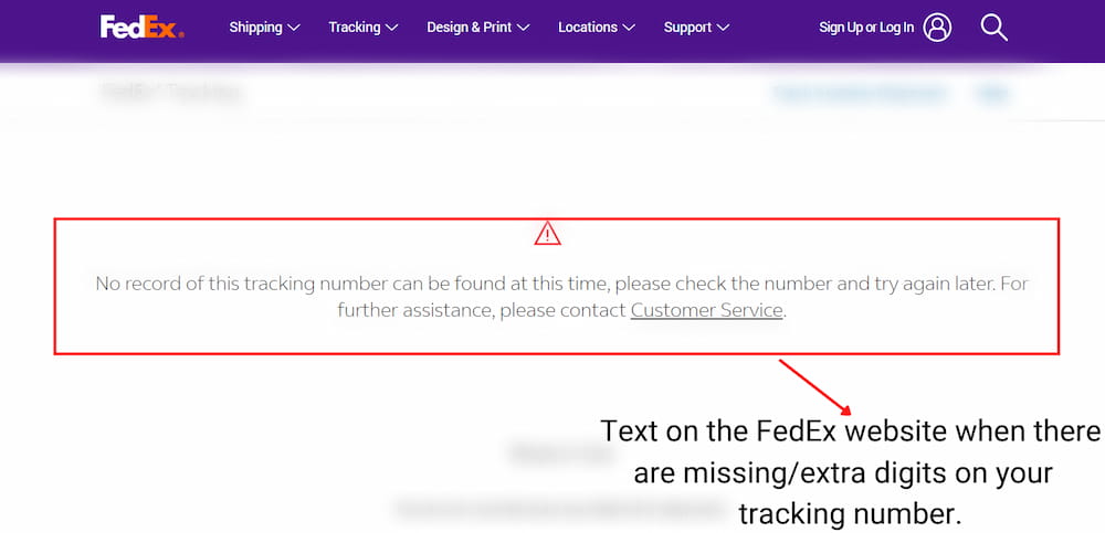 FedEx tracking number not found on the FedEx website
