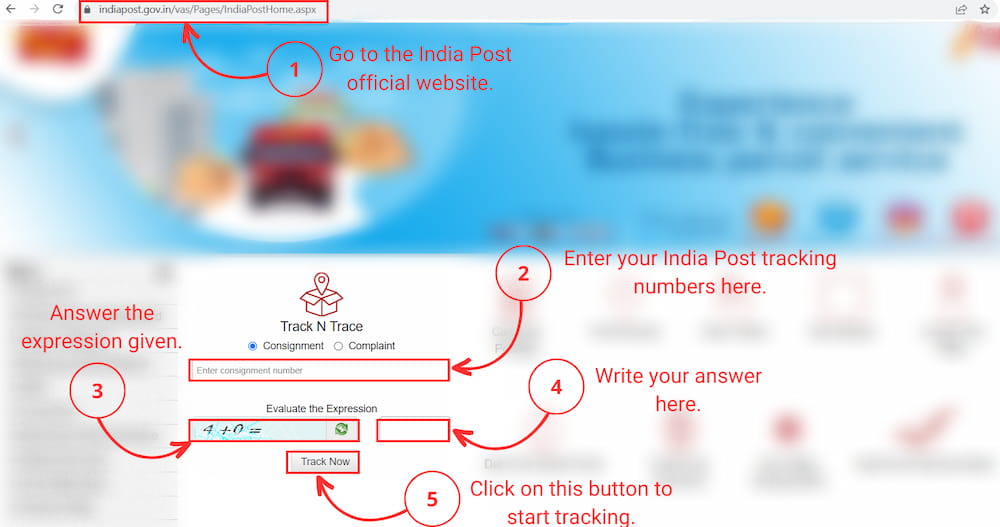 India Post tracking website
