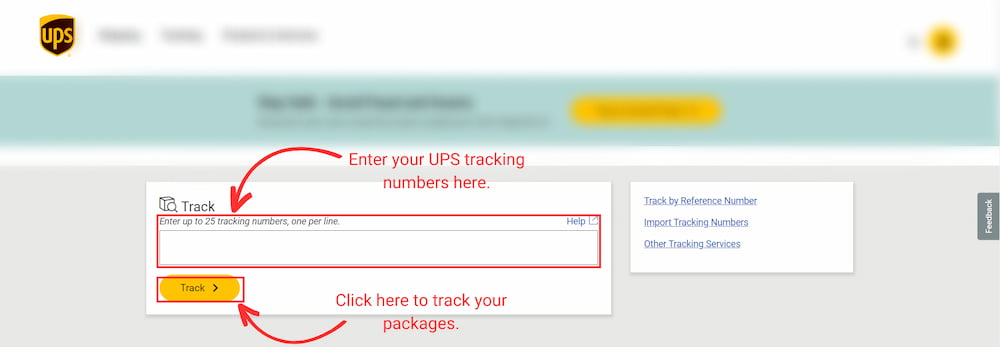 UPS tracking on website